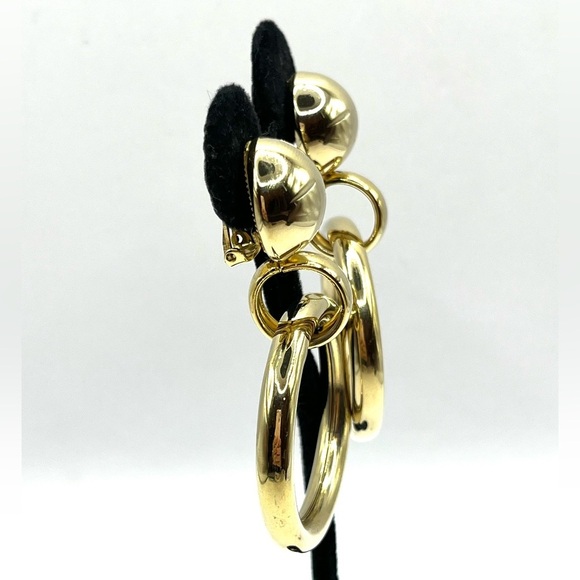 Vintage Hoop Clip on Earrings Gold Tone Large Statement 70’s Style - Picture 10 of 13